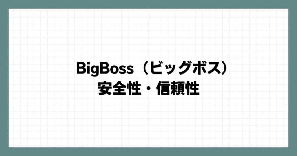 BigBoss（ビッグボス）の安全性・信頼性