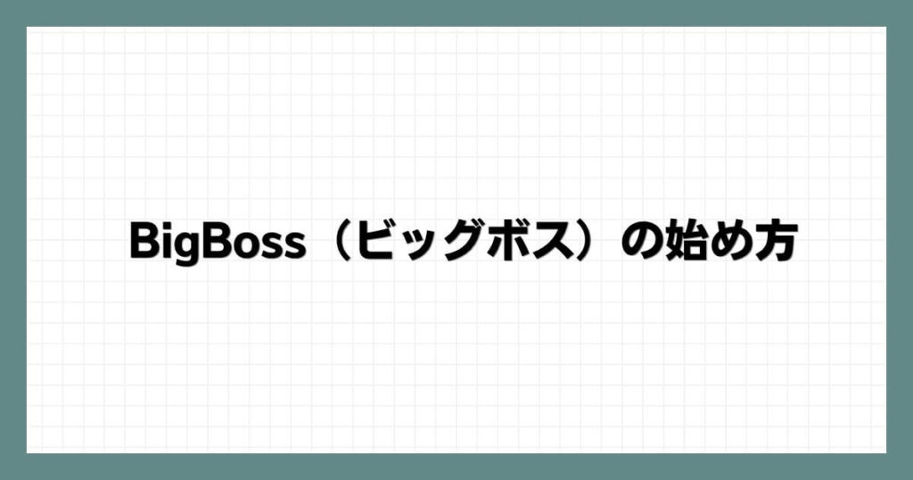 BigBoss（ビッグボス）の始め方