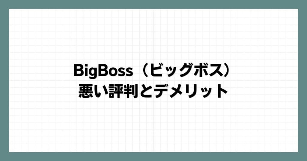 BigBoss（ビッグボス）の悪い評判とデメリット