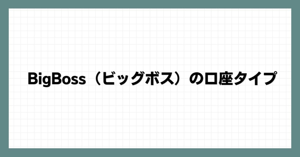 BigBoss（ビッグボス）の口座タイプ