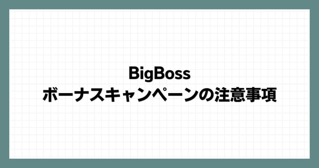 BigBossボーナスキャンペーンの注意事項