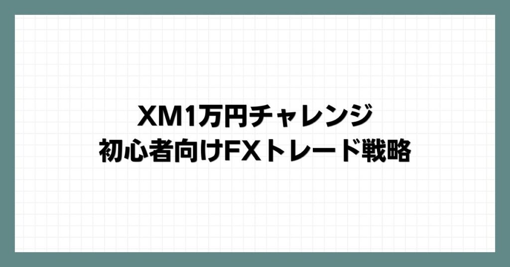 XM1万円チャレンジの初心者向けFXトレード戦略