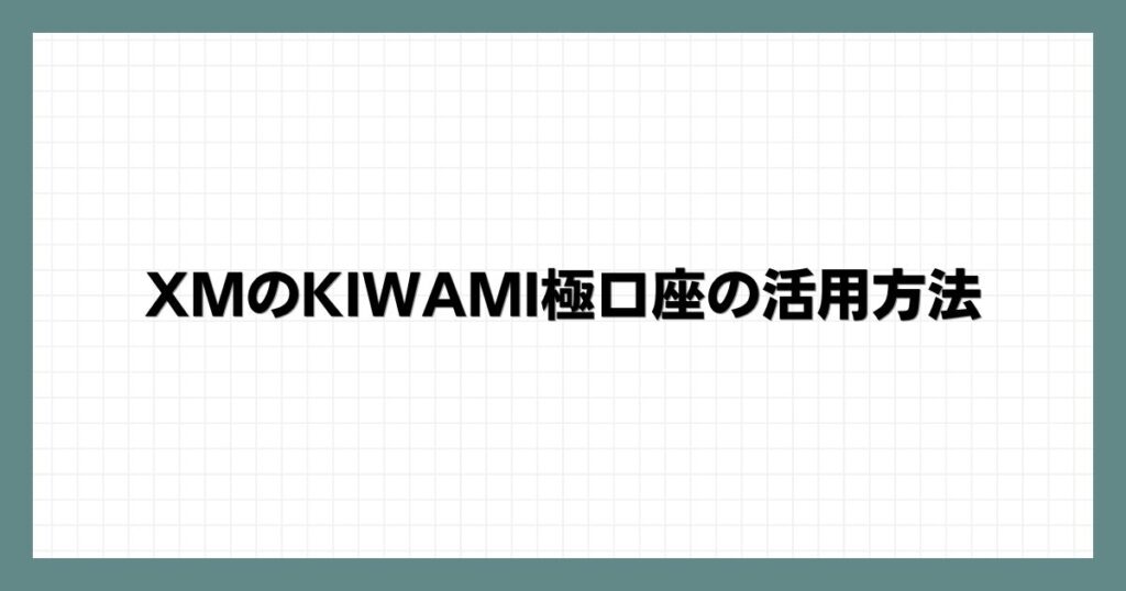 XMのKIWAMI極口座の活用方法