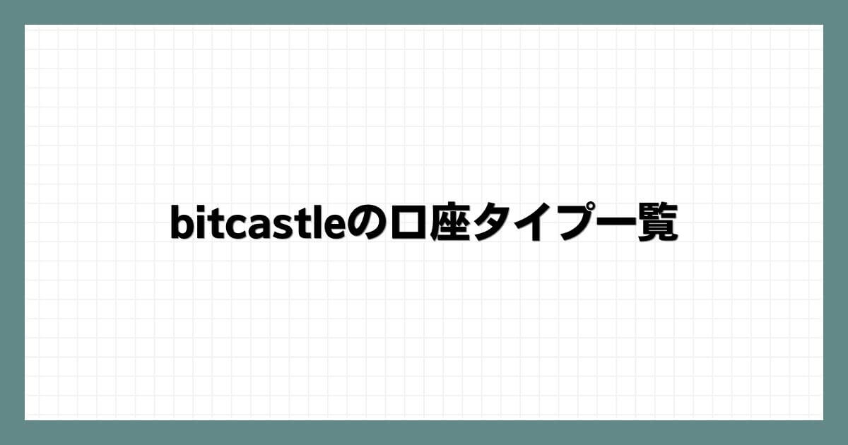 bitcastleの口座タイプ一覧