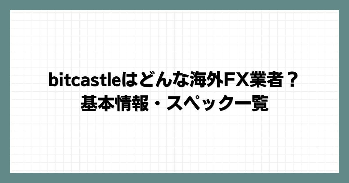 bitcastleはどんな海外FX業者？基本情報・スペック一覧