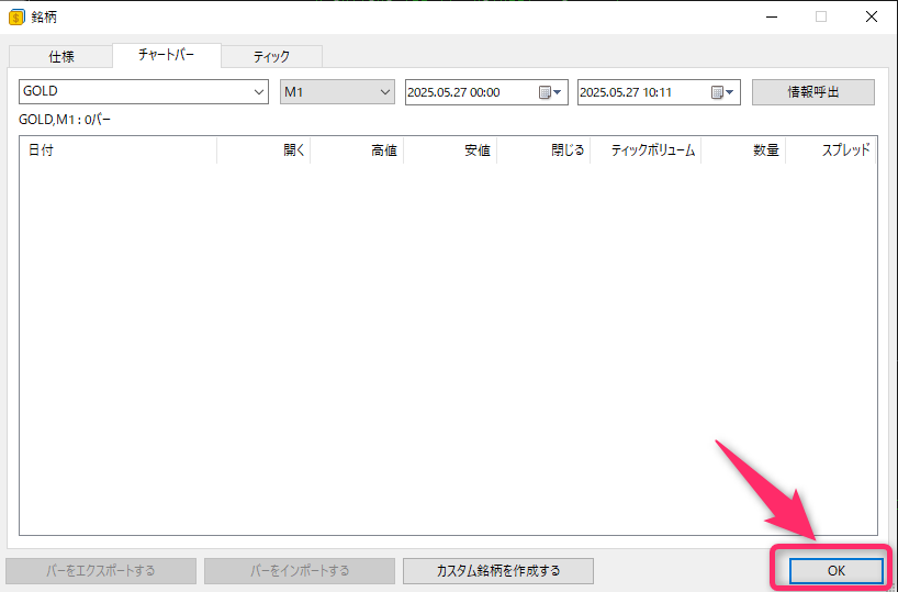 ヒストリカルデータのダウンロード