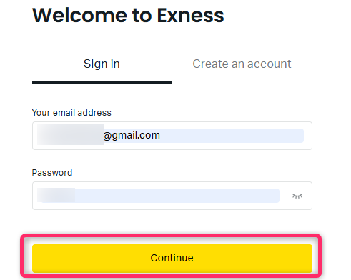 Exnessのパーソナルエリアへログイン