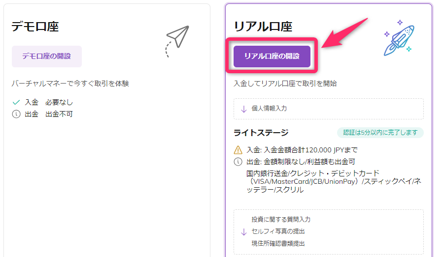マイページへログインし口座選択