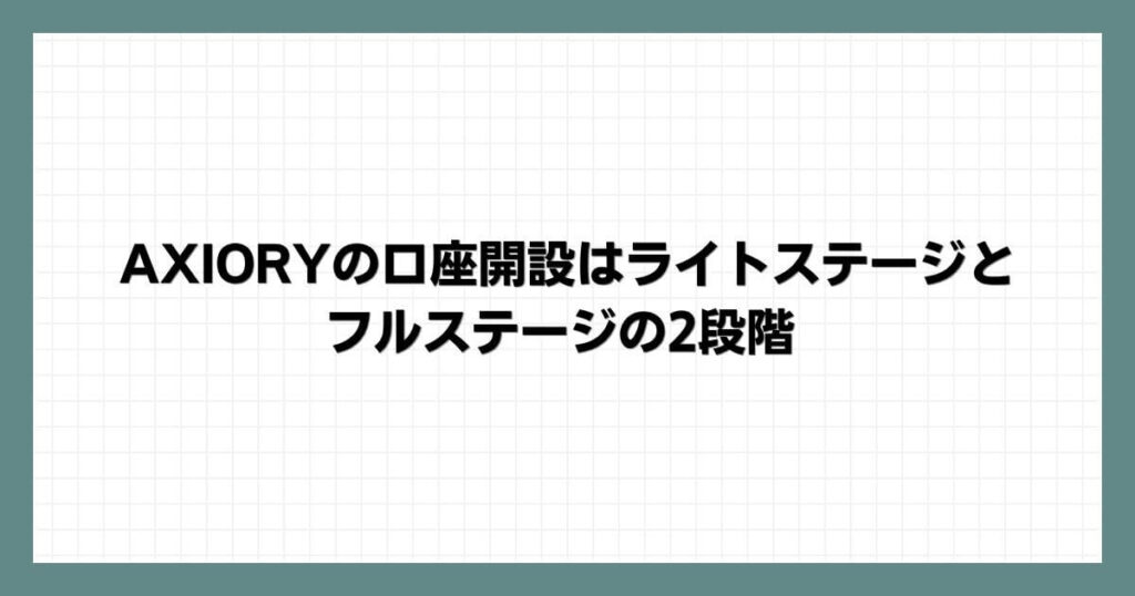 AXIORY（アキシオリー）の口座開設はライトステージとフルステージの2段階