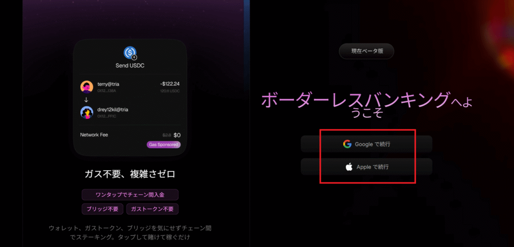 TriaPay始め方PCログイン画面