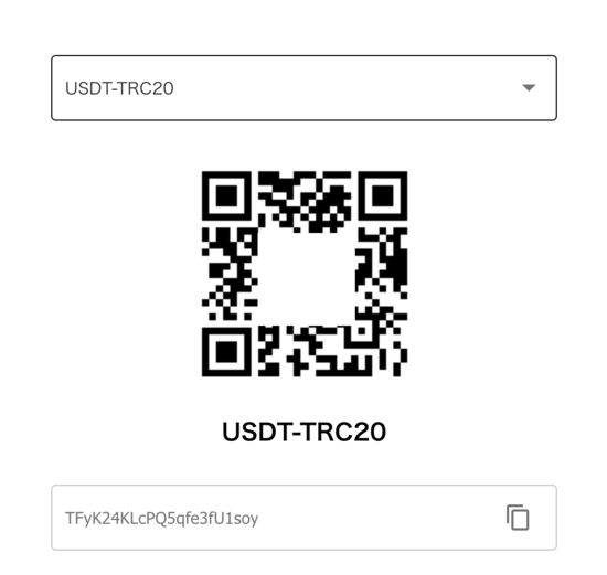 表示されたQRコード／アドレスへ送金